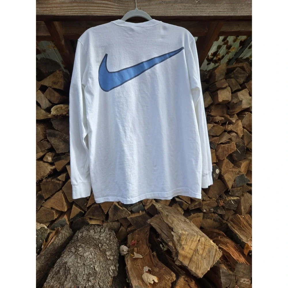 Vintage NIKE Swoosh Cotton T-Shirt Men's Large Blue Nike Swoosh Made In USA